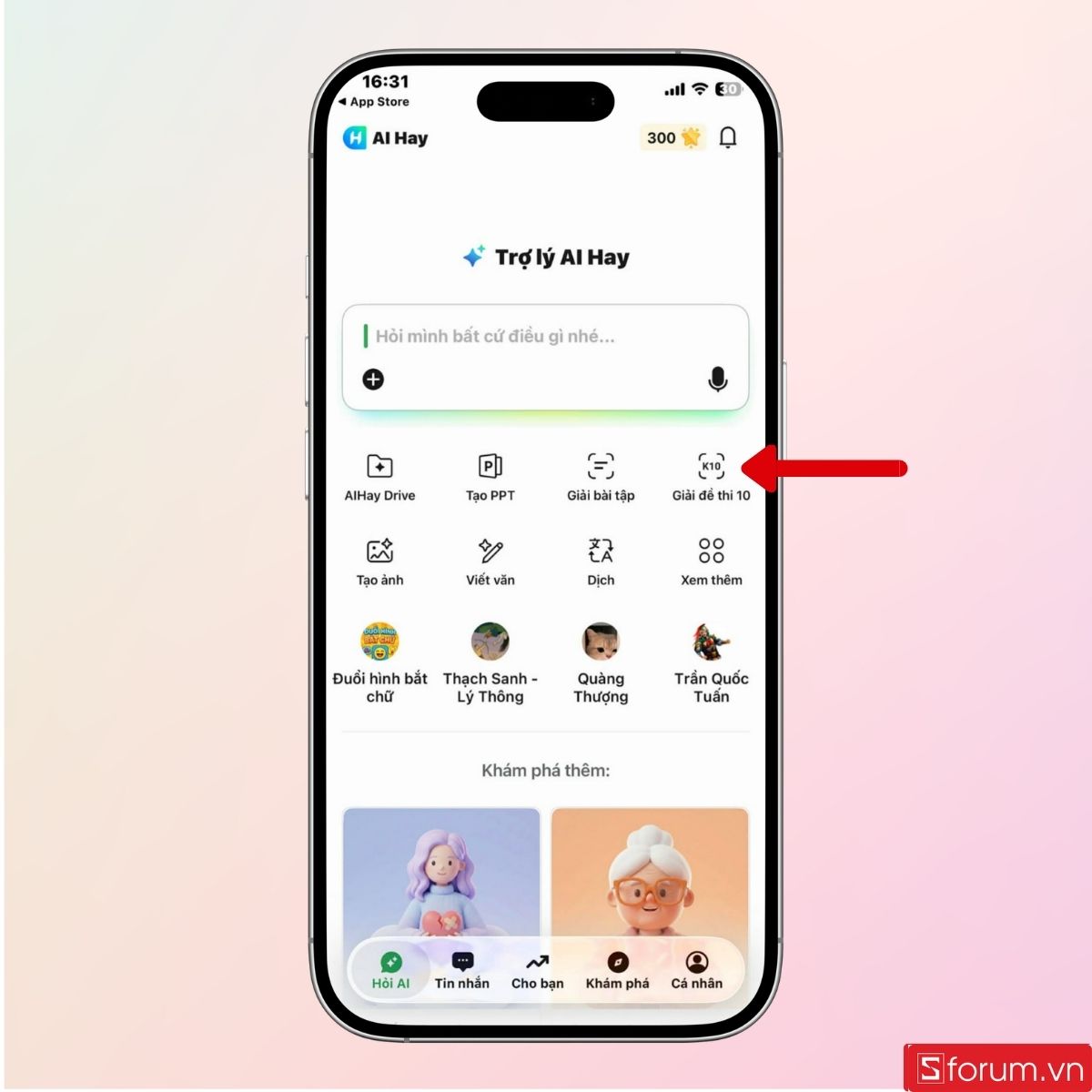 Nhấn vào mục Giải đề thi 10