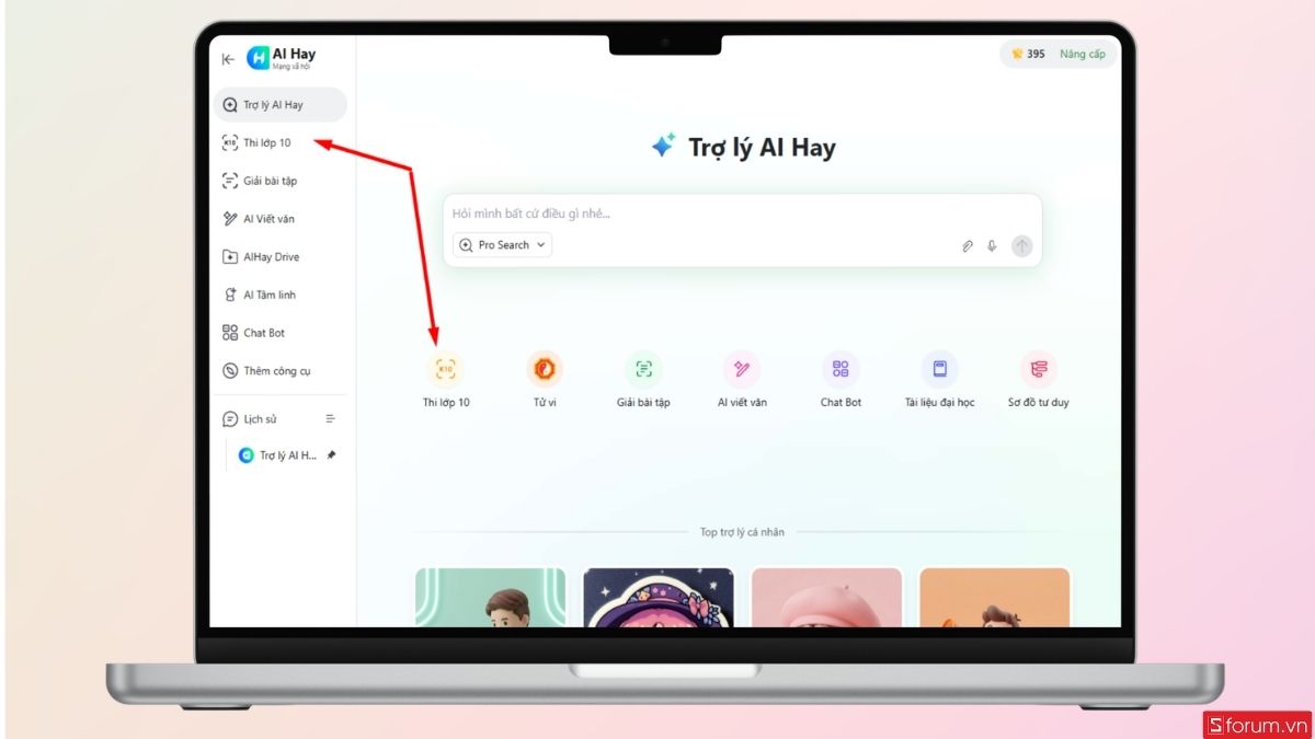 Nhấn chọn vào chuyên mục Thi lớp 10