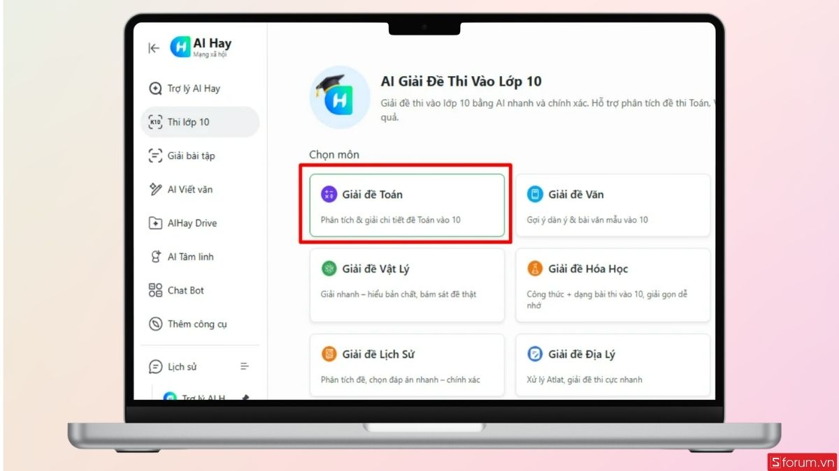Chọn bộ môn bạn muốn ôn thi