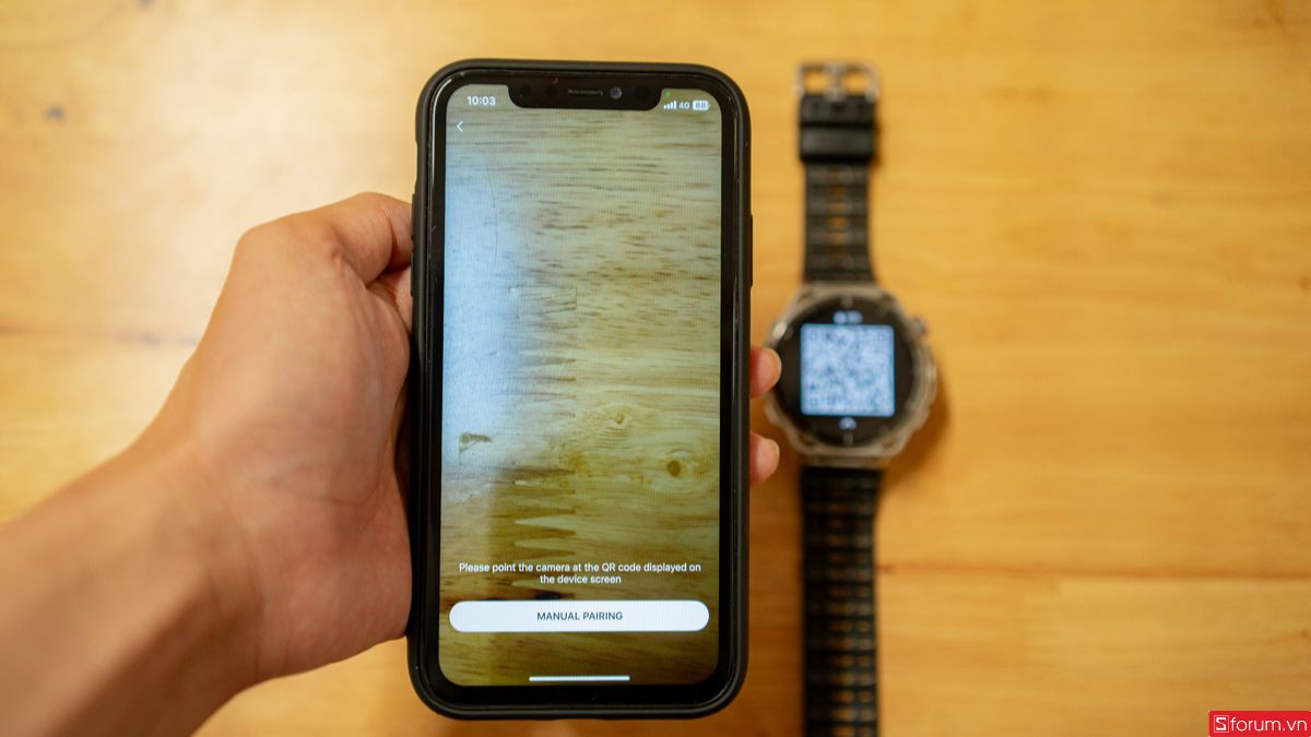 Tiến hành quét mã QR để kết nối thiết bị