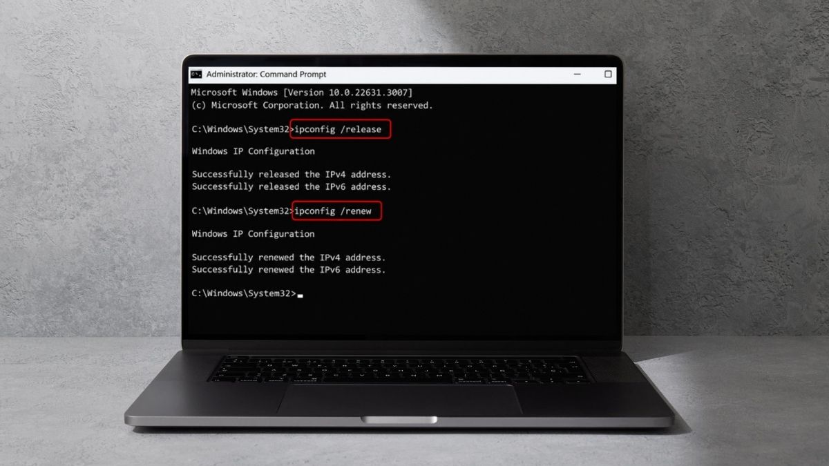 Tiếp tục nhập câu lệnh IP mới ipconfig /renew