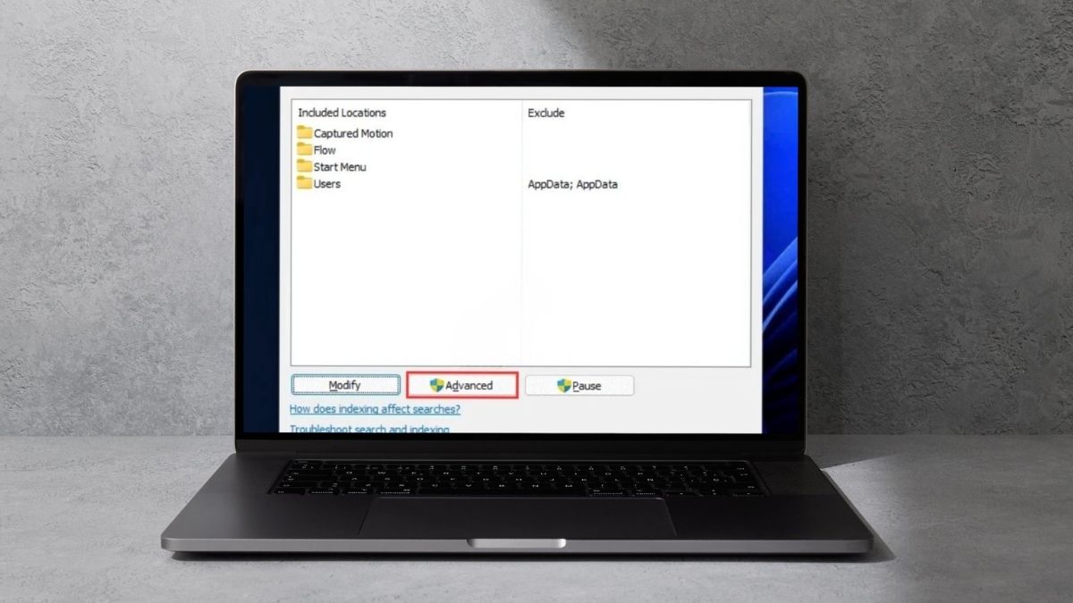 Nhấn vào mục Advanced