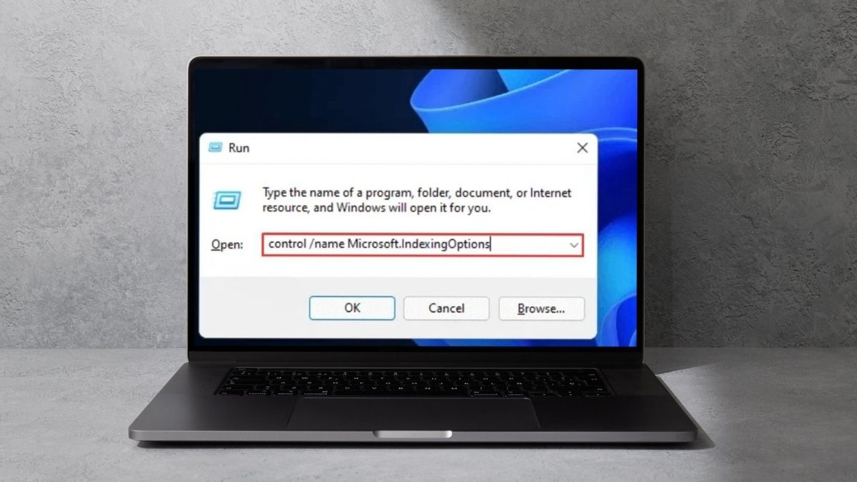 Dán câu lệnh control /name Microsoft.IndexingOptions vào hộp thoại Run