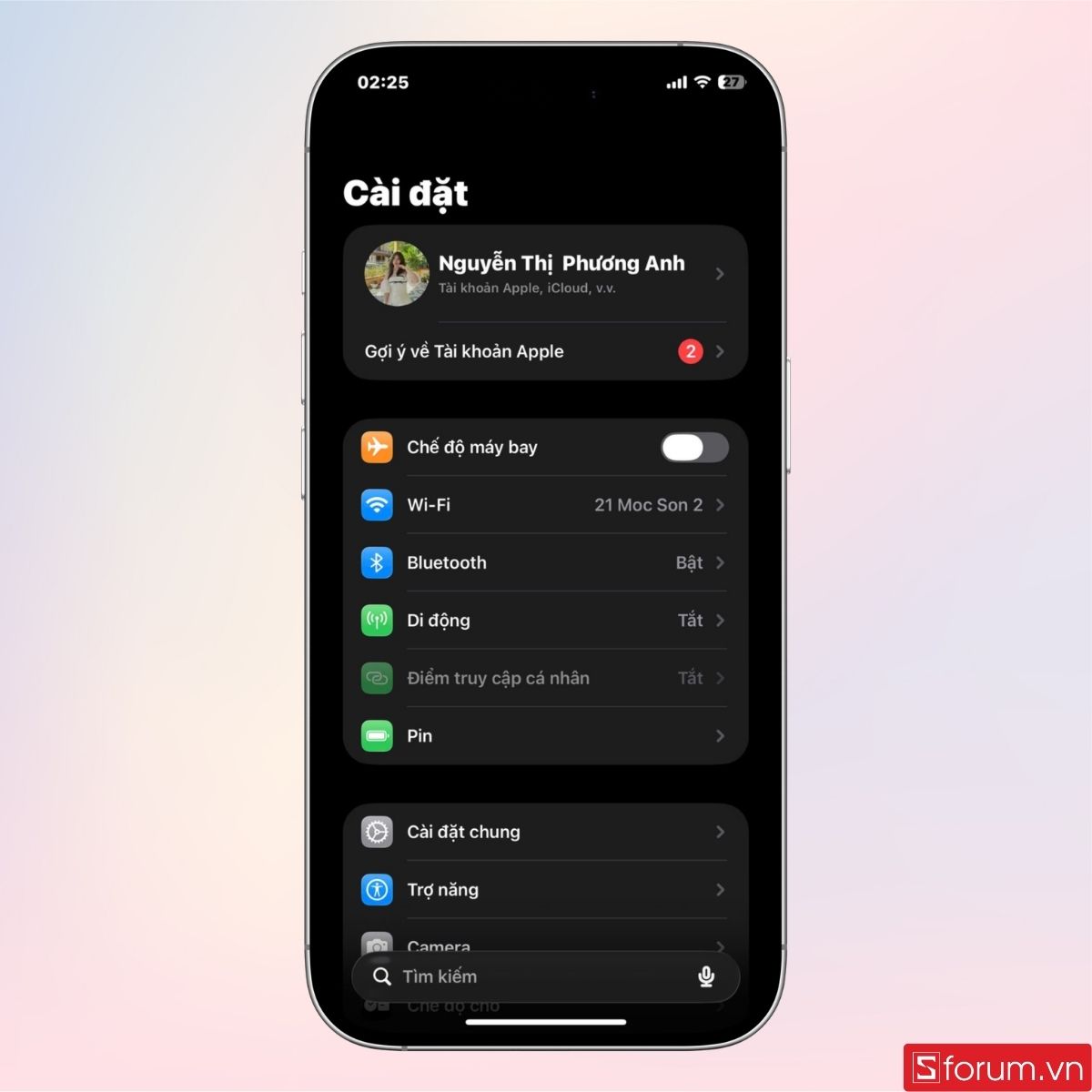 Vào mục Cài đặt trên điện thoại