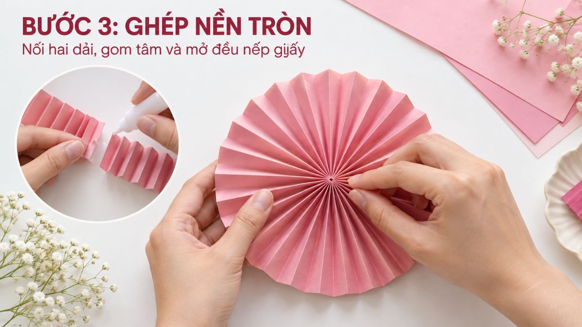 Bắt đầu ghép nền ngoài của các miếng giấy