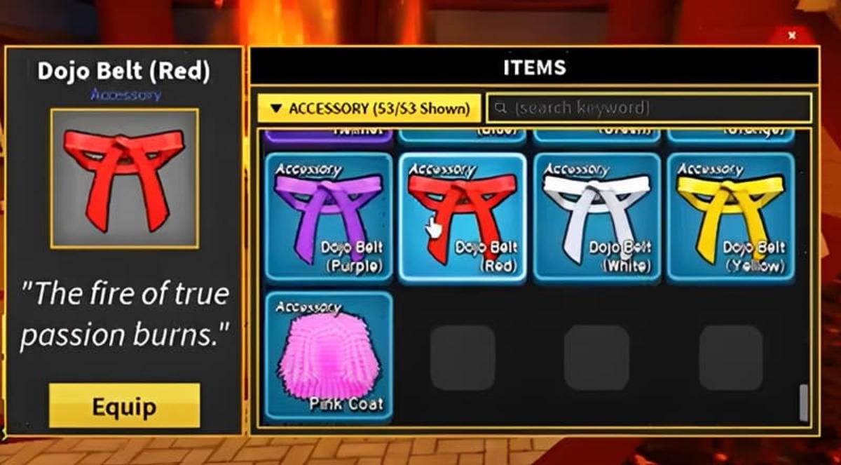 Blox Fruit có nhiều loại đai khác nhau