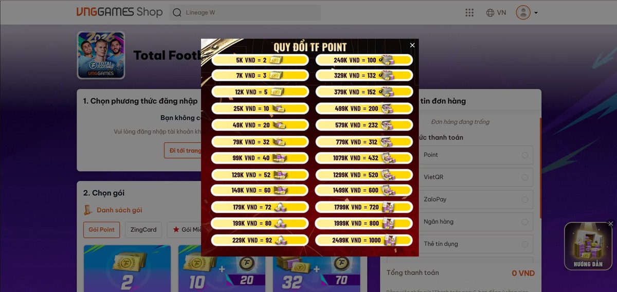 Quy đổi Ì Point trong VNGGames Shop