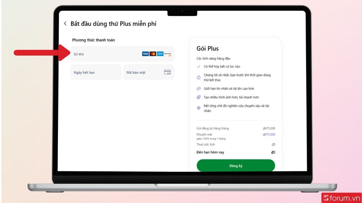 Nhập thông tin thẻ tại đây
