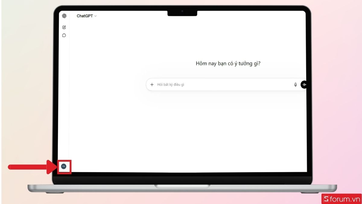Nhấn vào hình đại diện góc trái màn hình chính