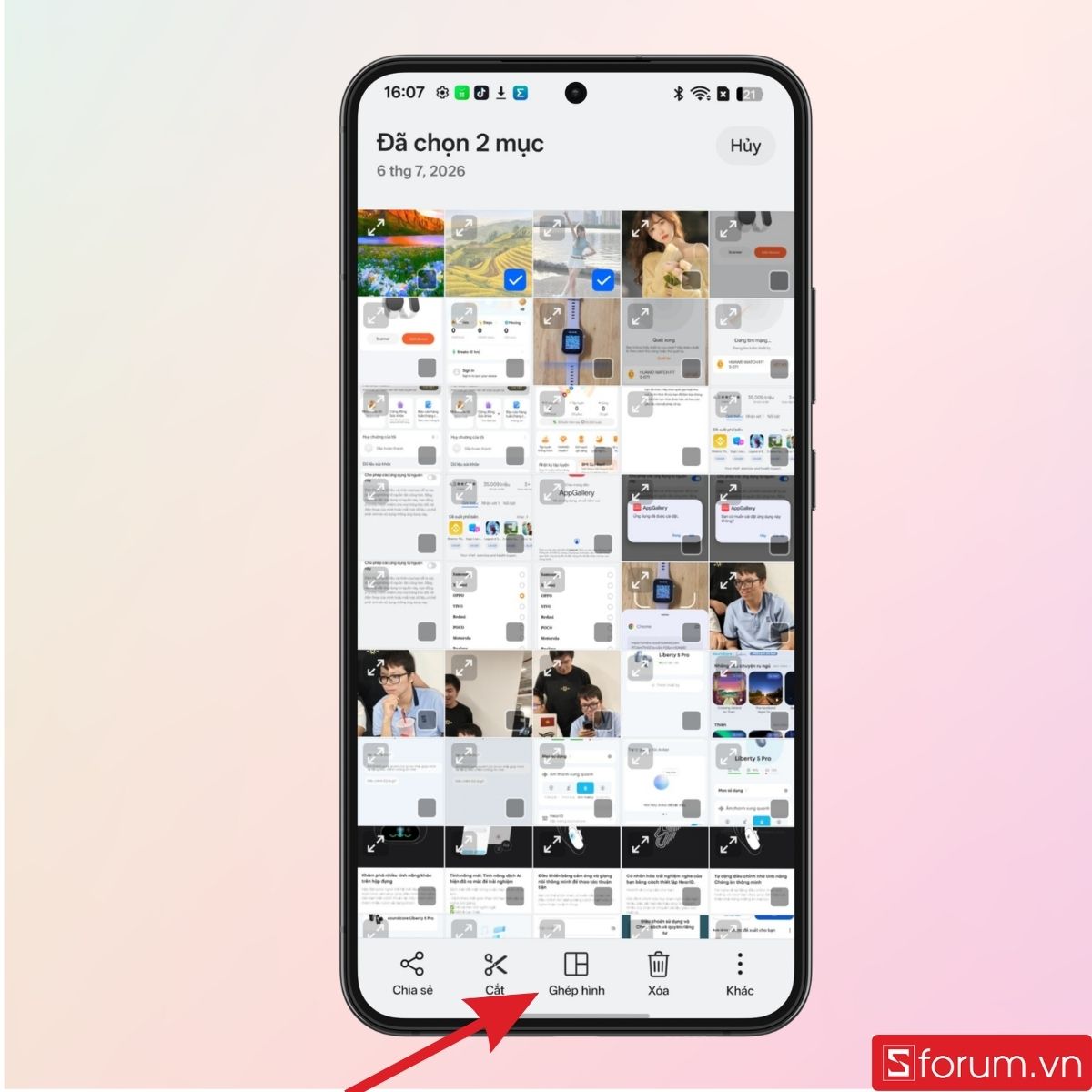 Nhấn chọn mục Ghép hình