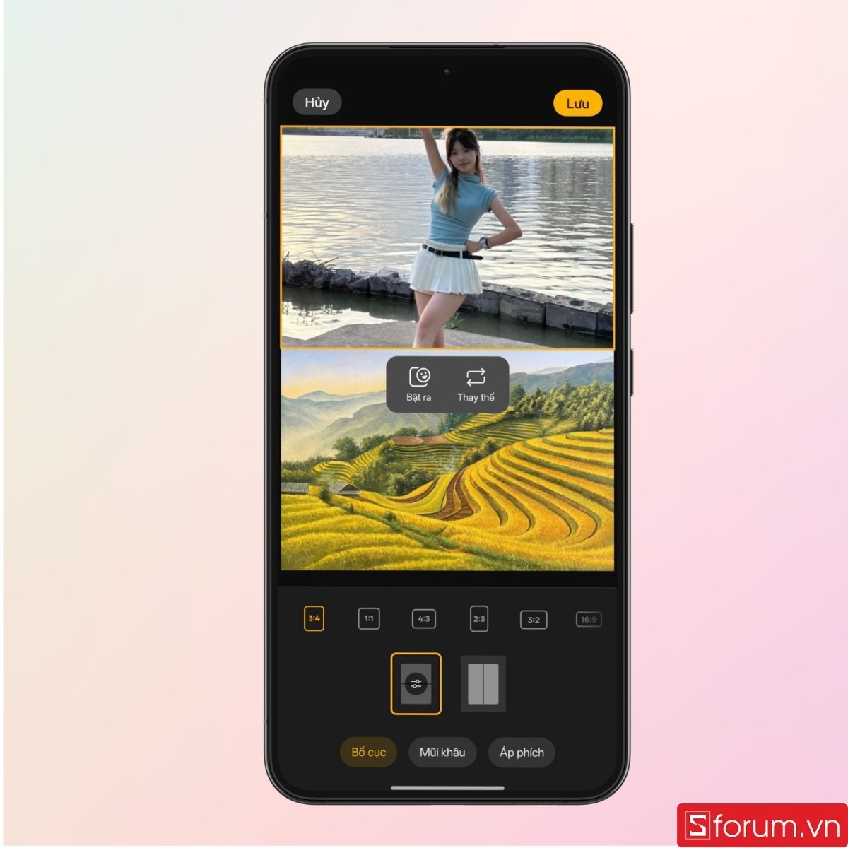 Giao diện chỉnh sửa ảnh ghép