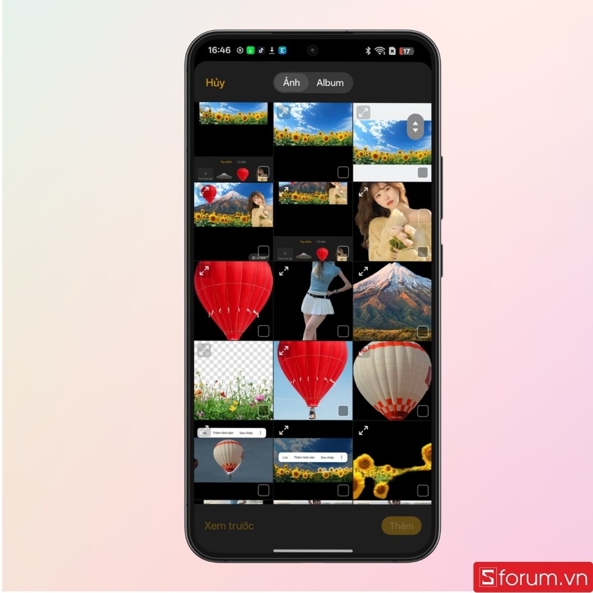 Thư viện hình ảnh của bạn sẽ hiện lên như hình