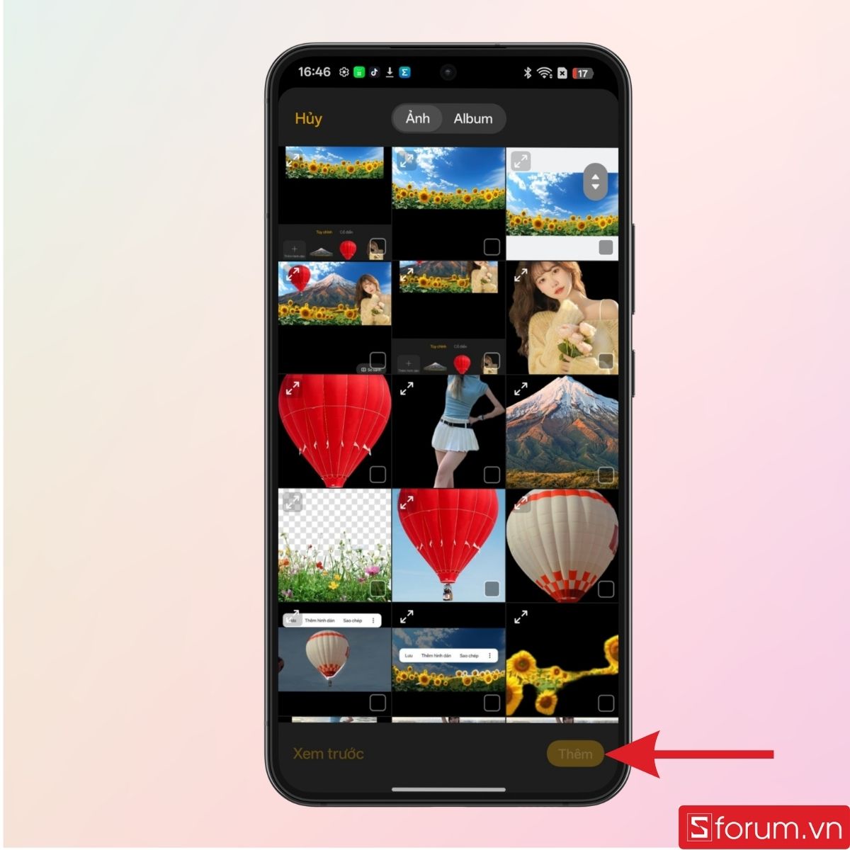 Sau khi chọn nhãn dán xong nhấn chọn Thêm