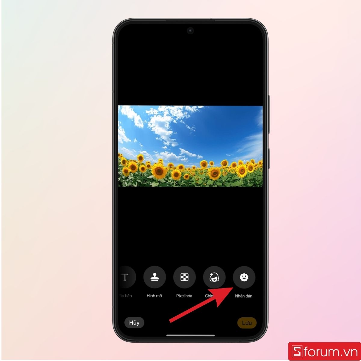 Nhấn chọn tính năng Nhãn dán