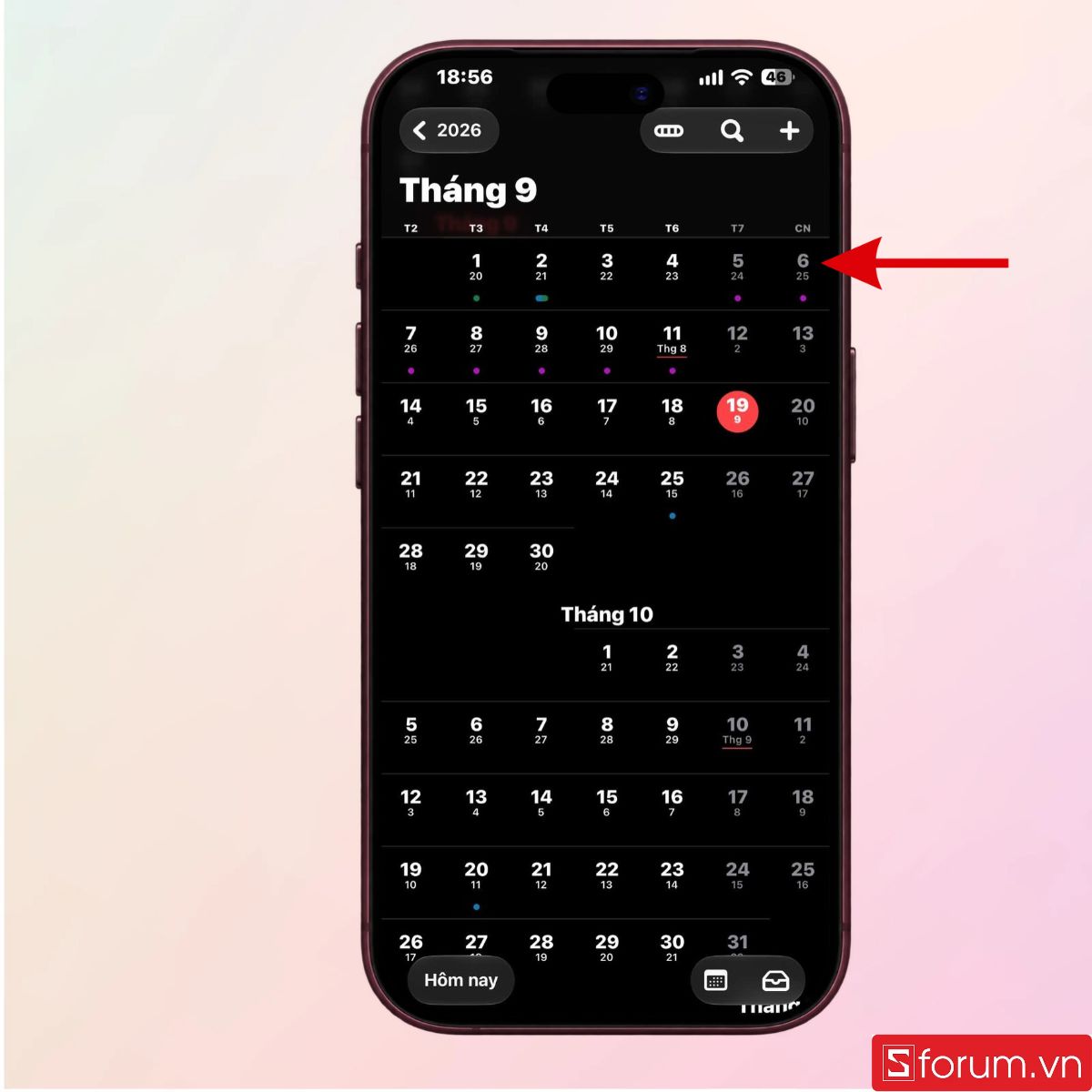 Kiểm tra lại lịch âm trong ứng dụng