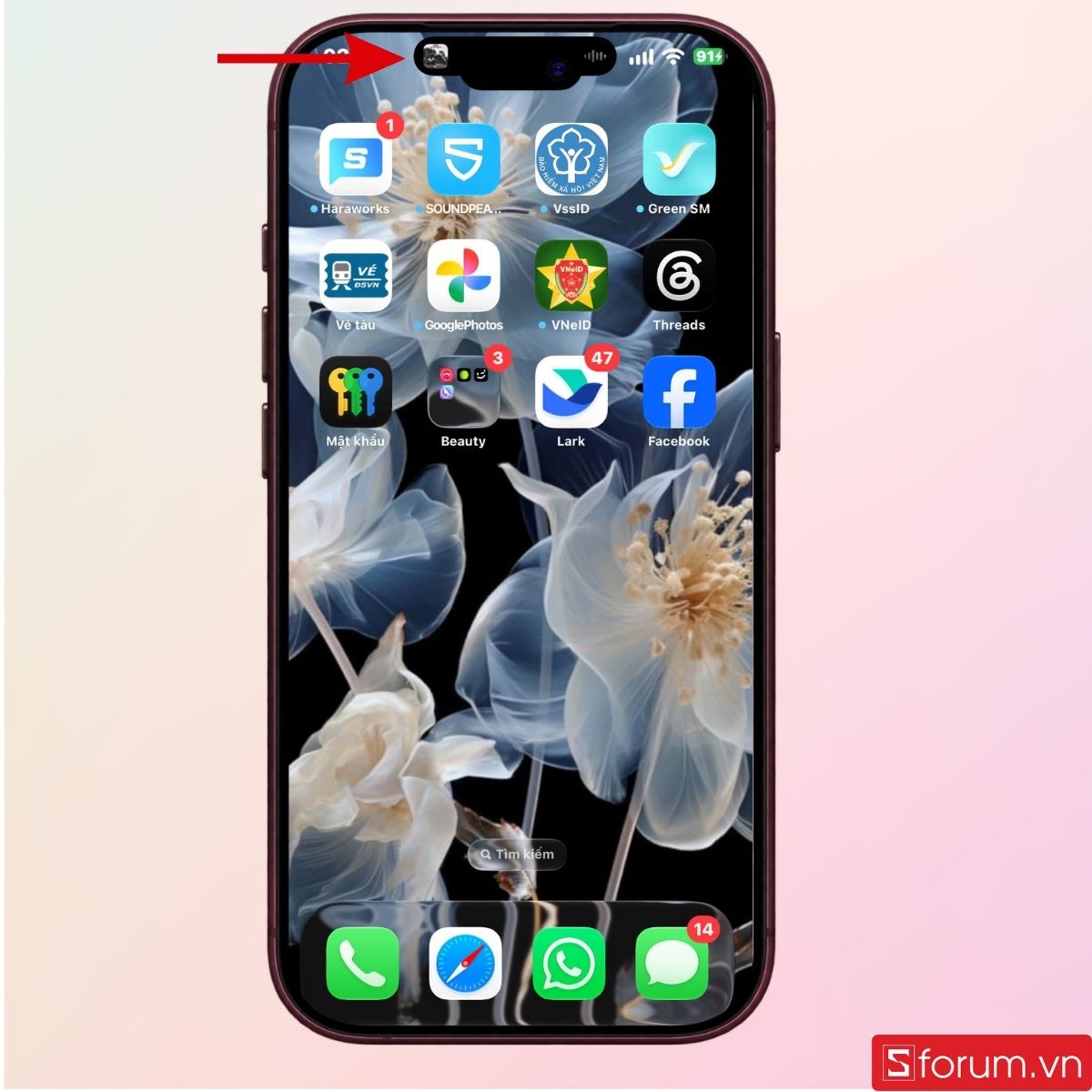 Chạm vào Dynamic để mở ứng dụng