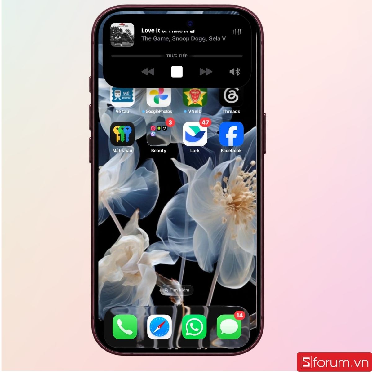 Nhấn giữ một lúc để mở bảng điều khiển