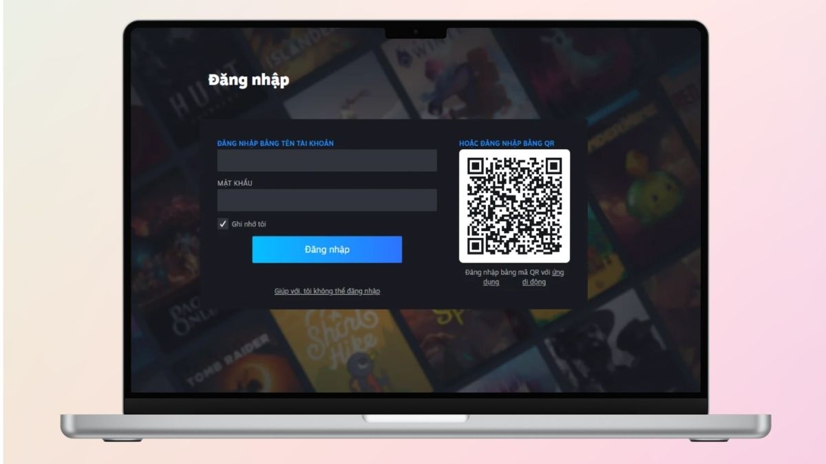 Đăng nhập tài khoản vào kho game
