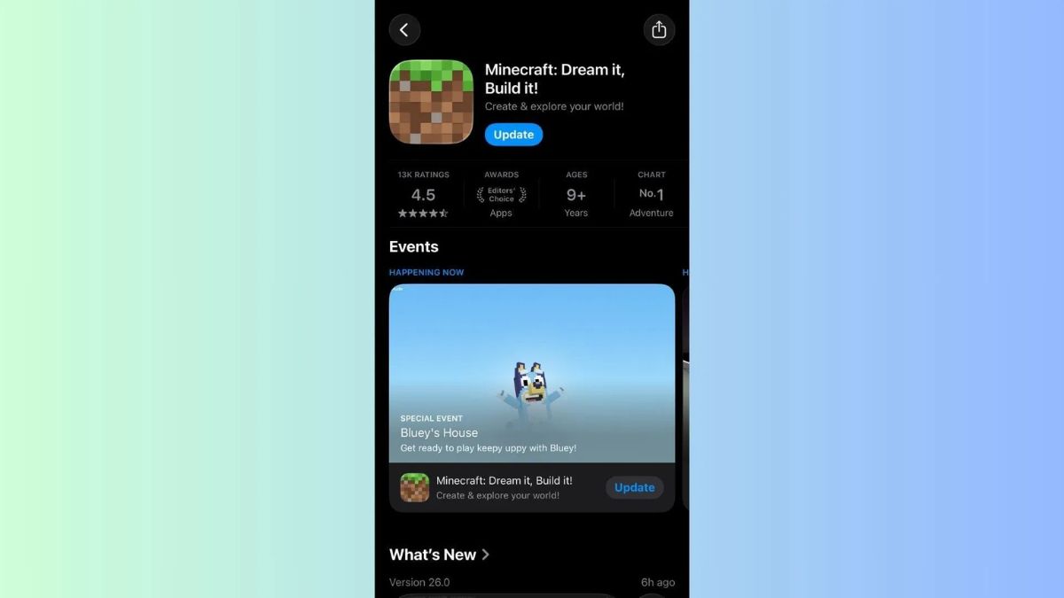 Các bước update Minecraft 26.30 trên iPhone