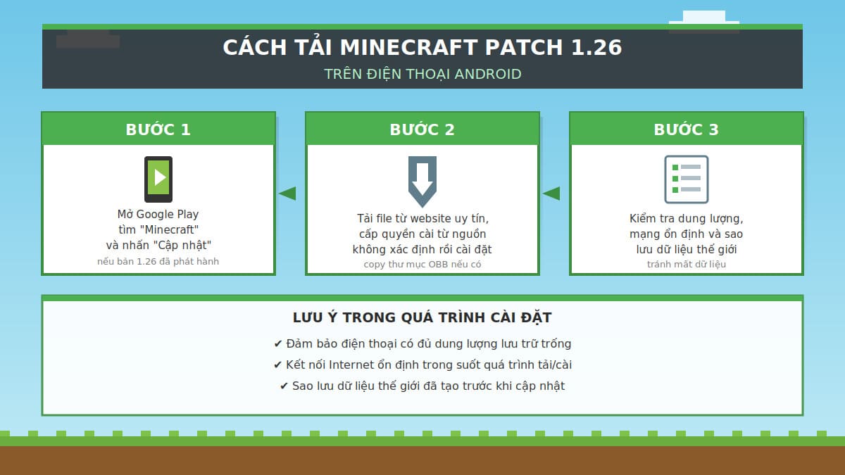 Hướng dẫn tải Minecraft Patch 1.26 trên Android