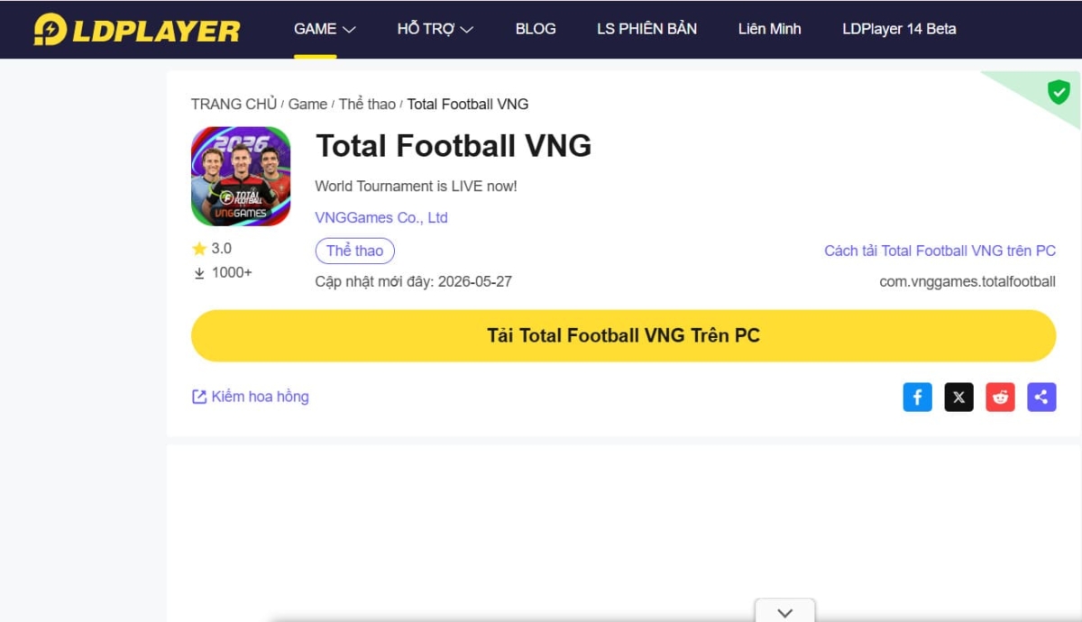 Total Football download trên giả lập PC