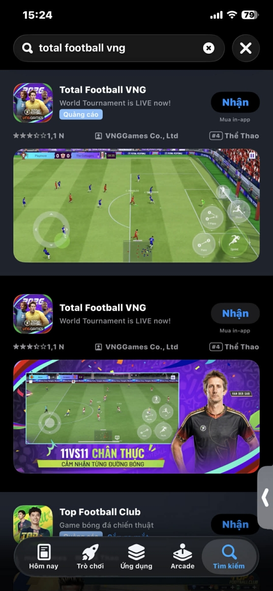 Tìm kiếm Total Football VNG trên App Store
