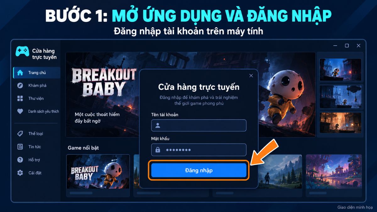 Đăng nhập tài khoản vào Cửa hàng trực tuyến