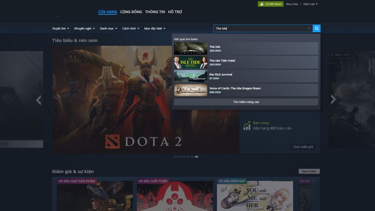 Tìm kiếm tên game trên ô tìm kiếm