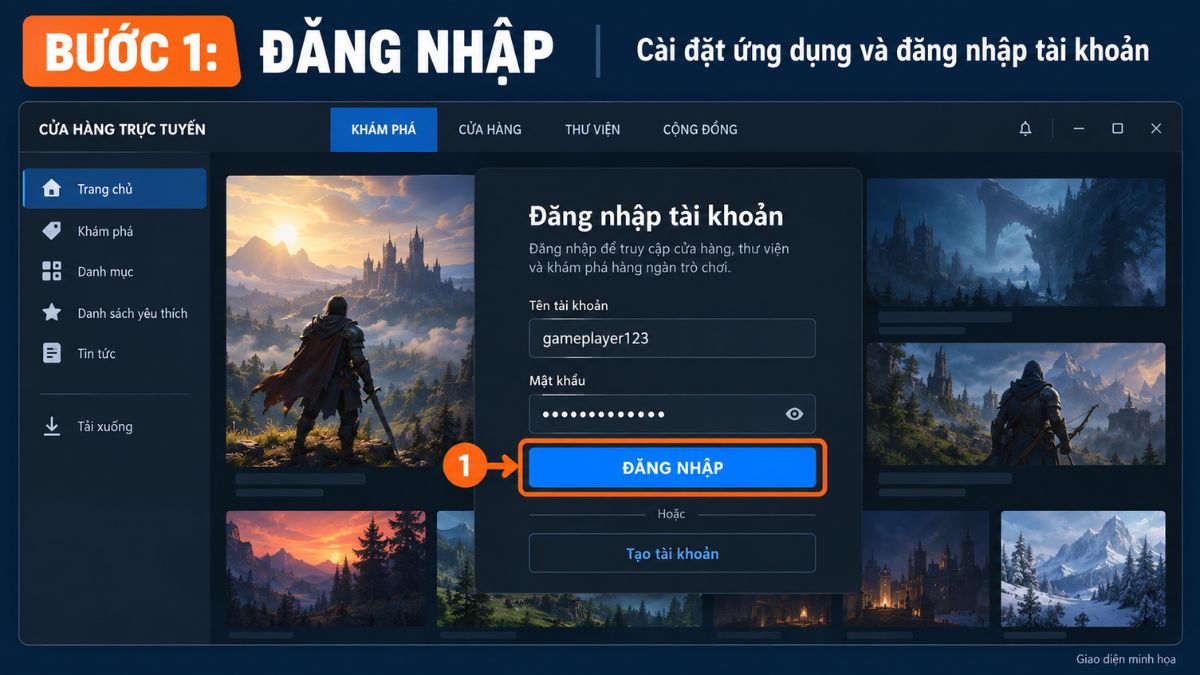 Đăng nhập tài khoản vào Cửa hàng trực tuyến