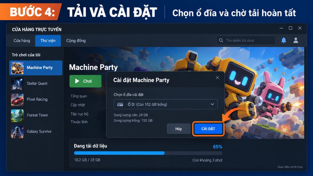 Cài đặt game vào thiết bị
