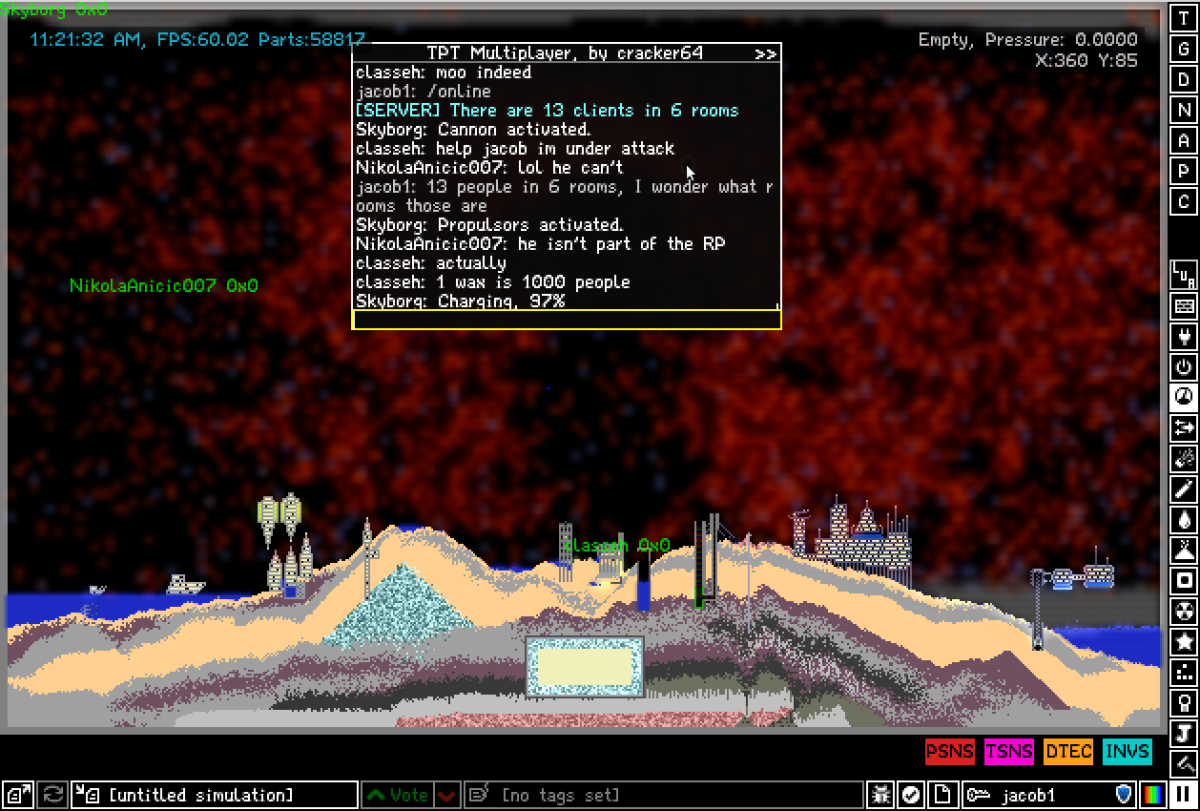 Giao diện chính của Powder Game
