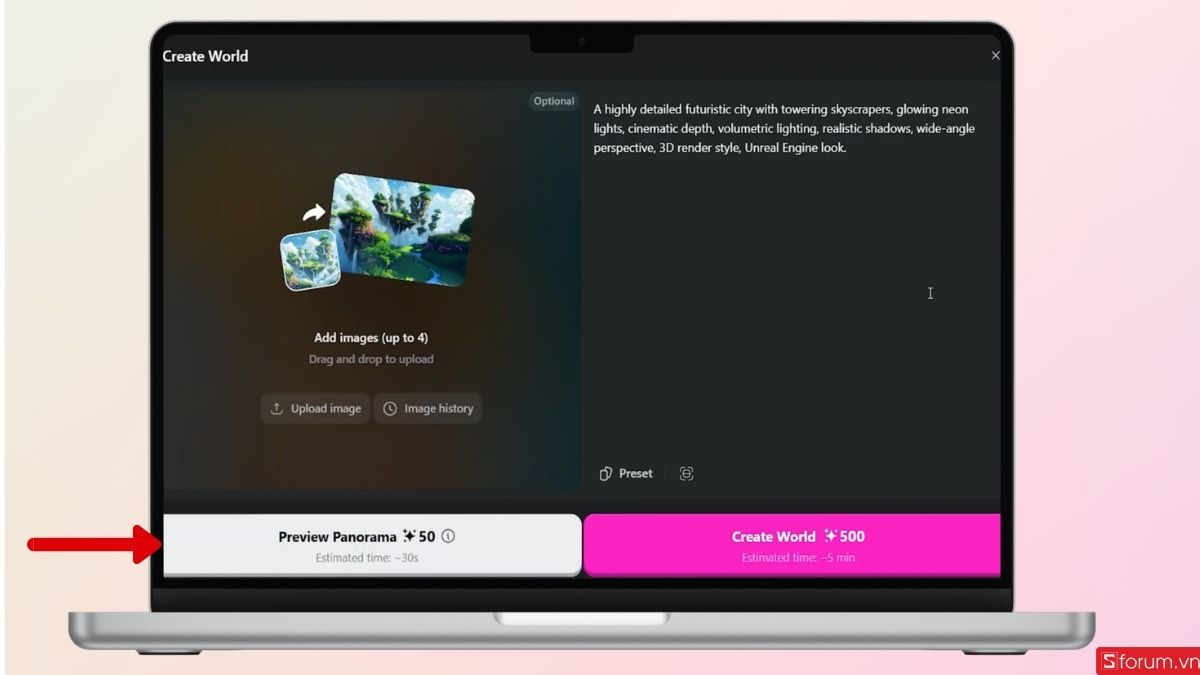 Nhấn chọn mục Preview Panorama để xem trước