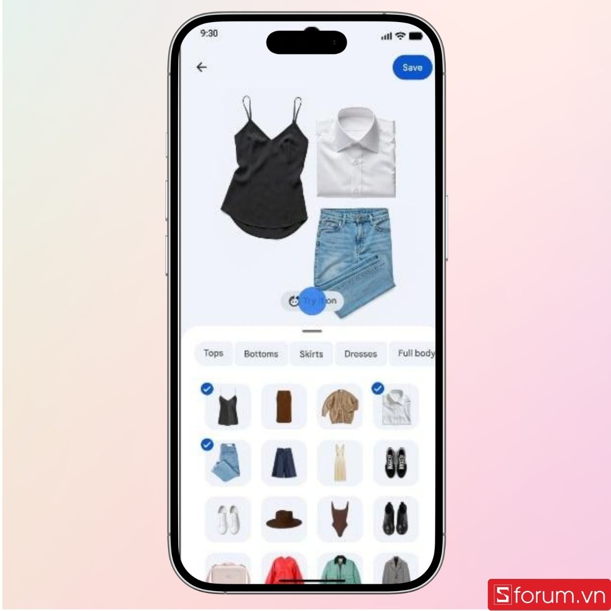 Bạn có thể lưu và chia sẻ trang phục đã tạo