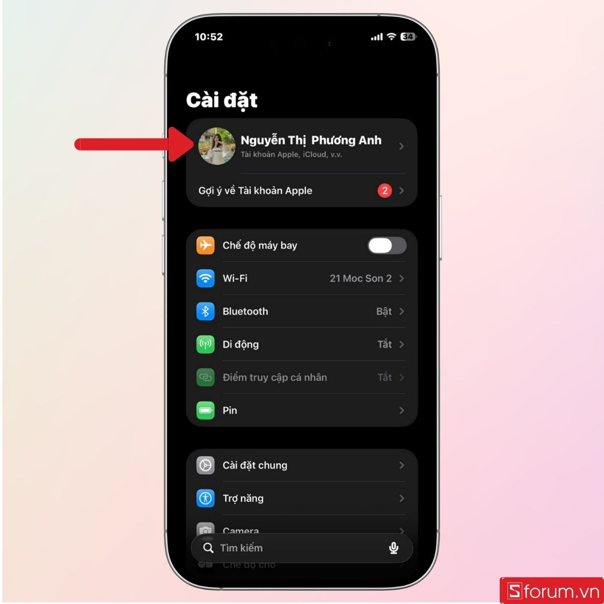 Vào mục Cài đặt và chọn 
