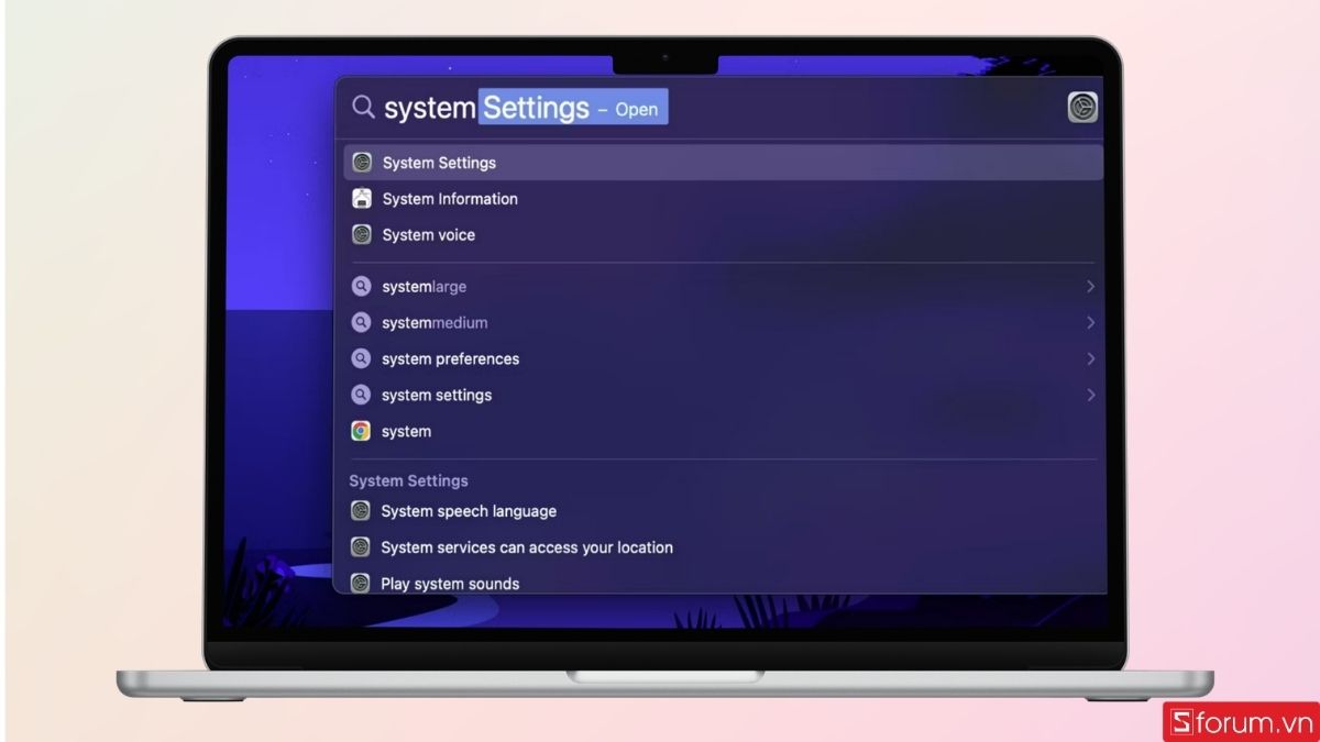 Truy cập nhanh vào System Settings