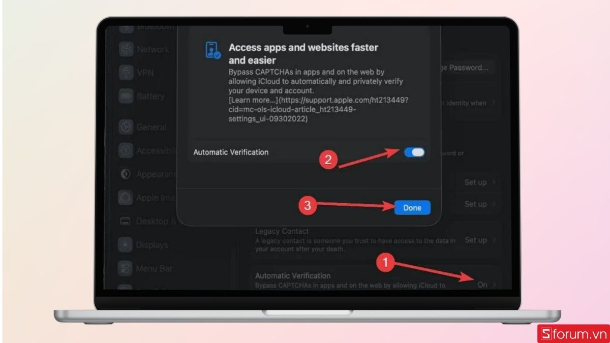 Cuối cùng bật Automatic Verification để hoàn tất
