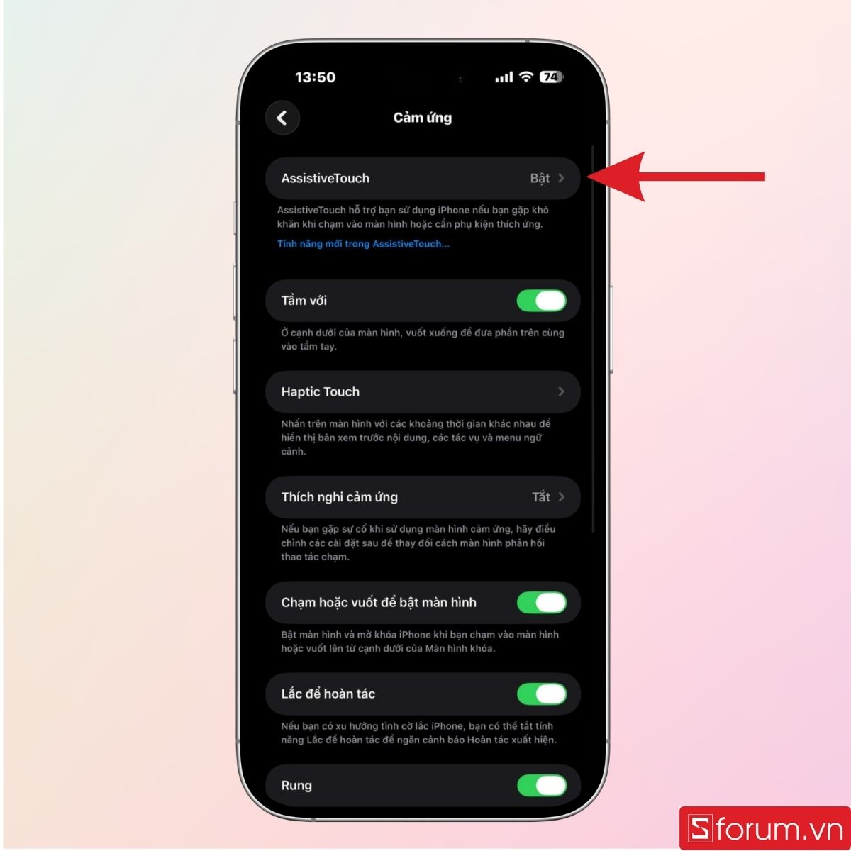 Mở mục AssistiveTouch