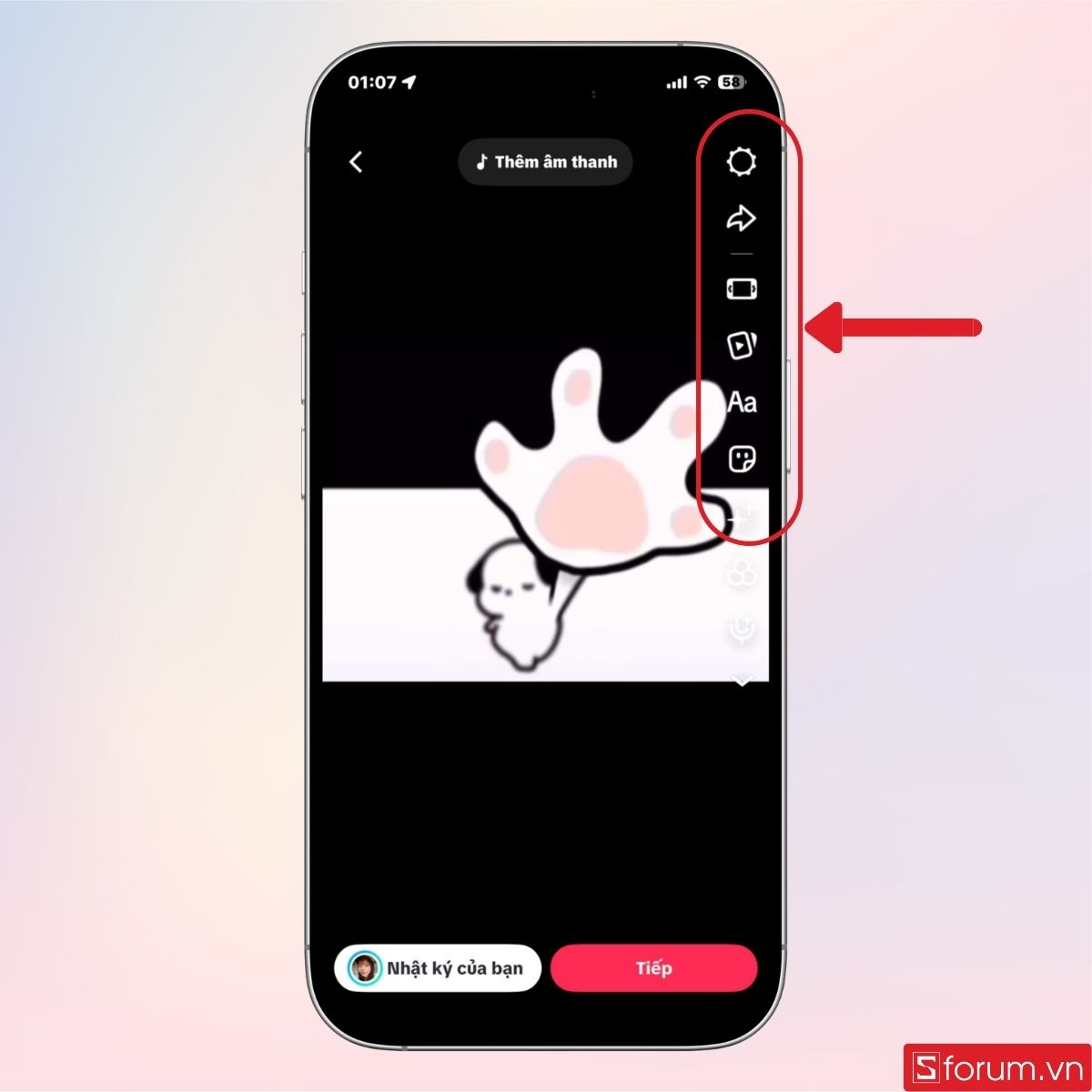 Giao diện chính khi chỉnh sửa