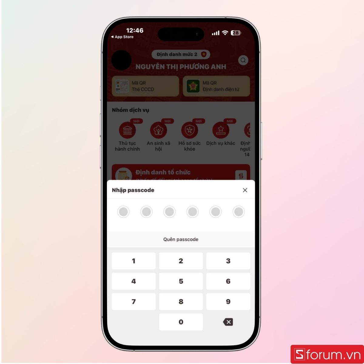 Nhập passcode để tiếp tục