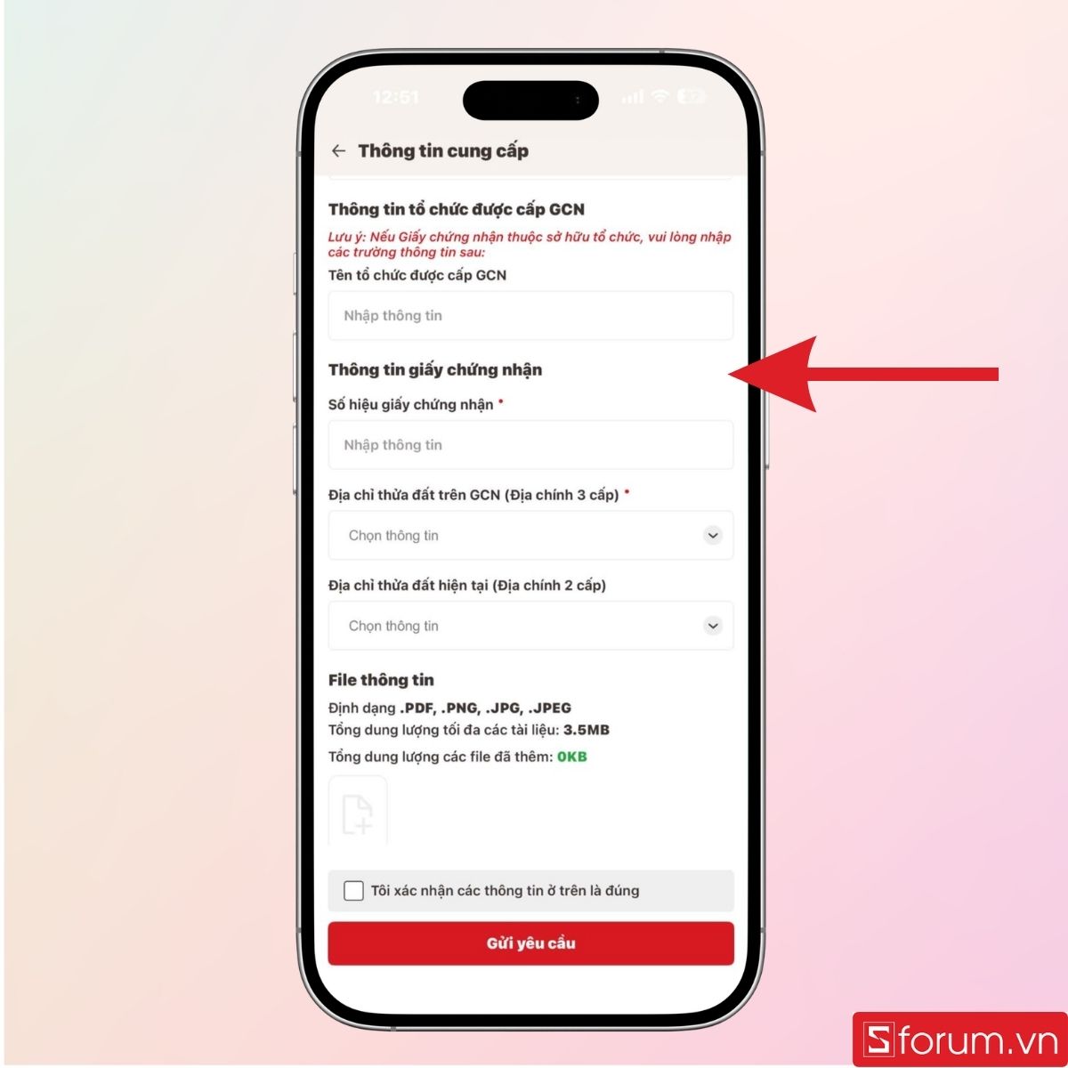 Nhập thông tin thửa đất trên GCN