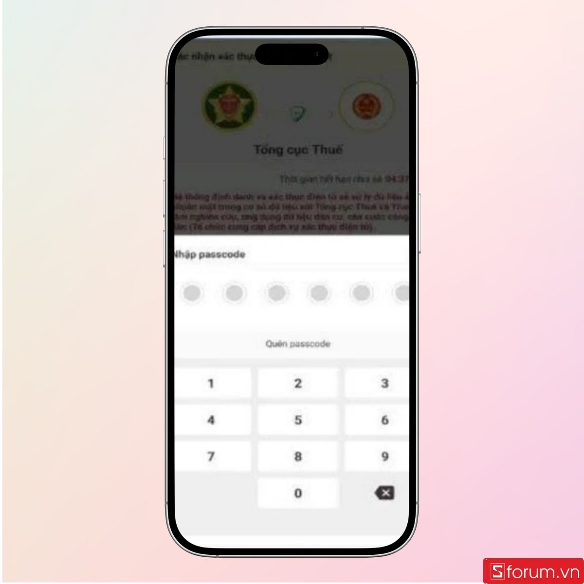 Nhập passcode theo yêu cầu