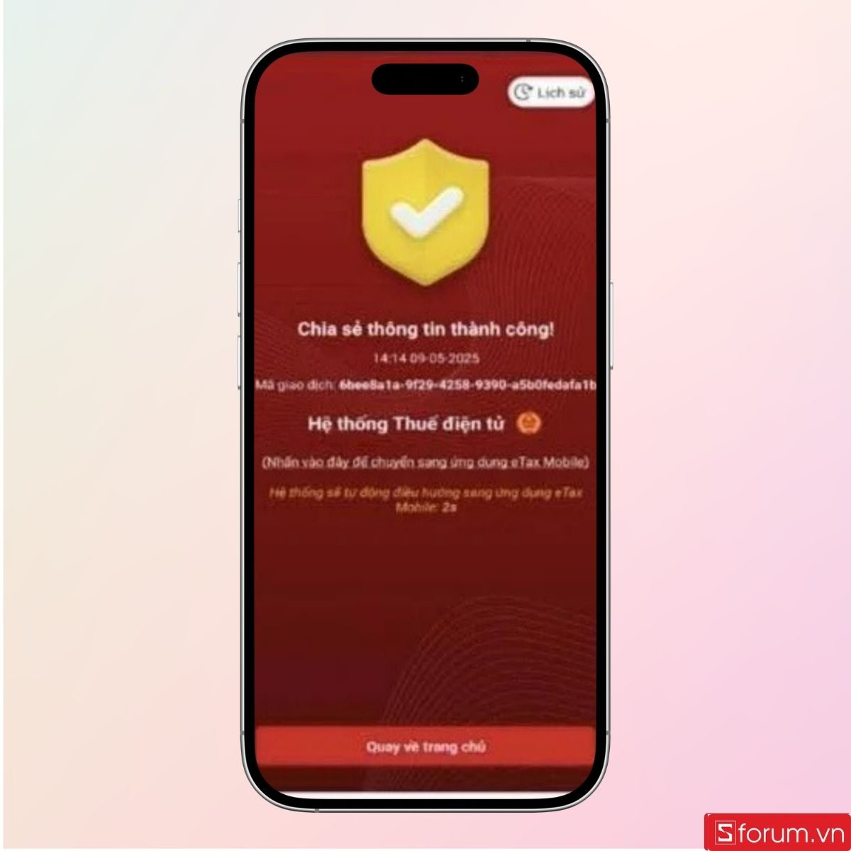 Thông báo chia sẻ thành công