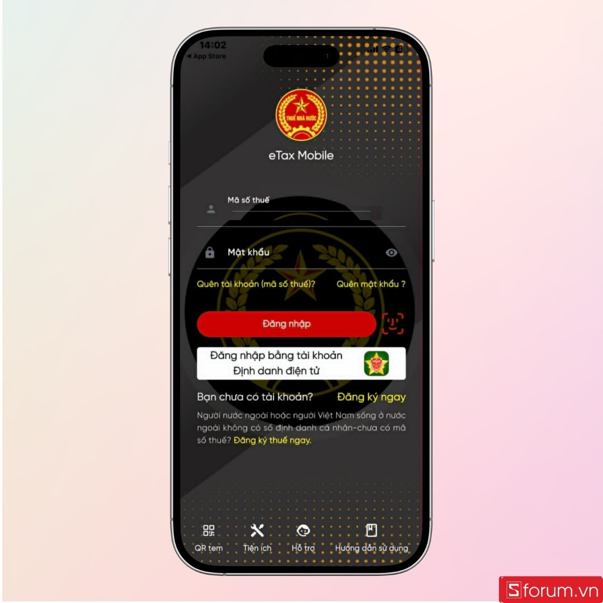Tiến hành đăng nhập vào eTax Mobile