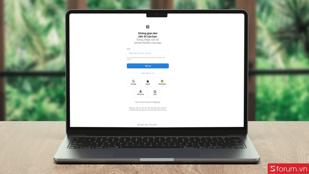 Đăng nhập tài khoản vào Notion
