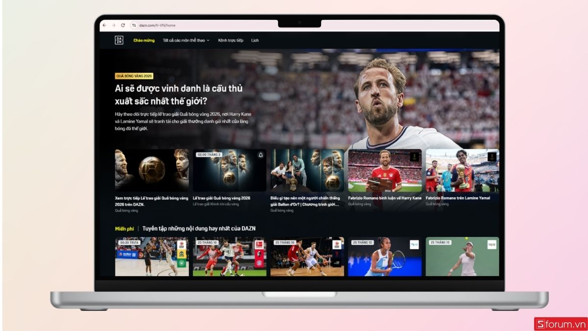Truy cập website DAZN bằng trình duyệt
