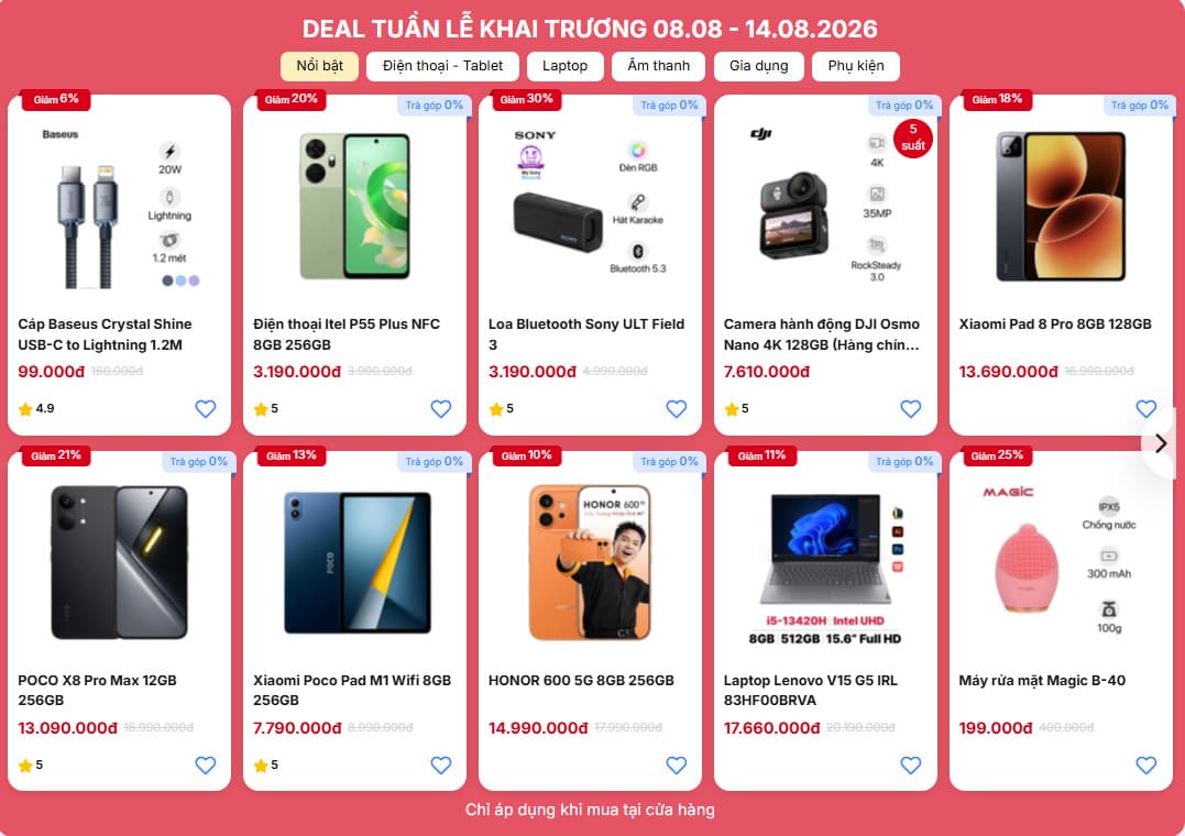 Deal sốc được tung ra trong tuần lễ khai trương
