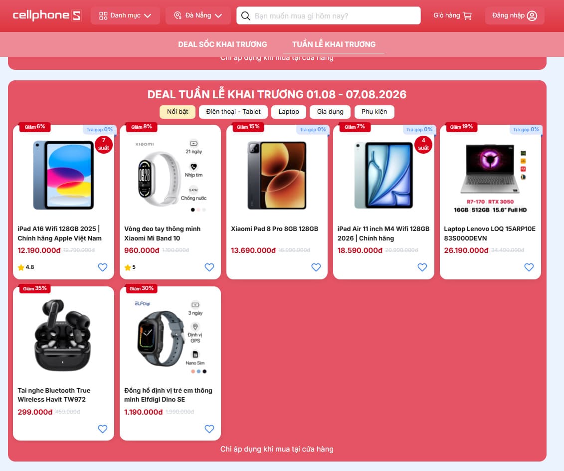 Deal tuần lễ khai trương cực hấp dẫn