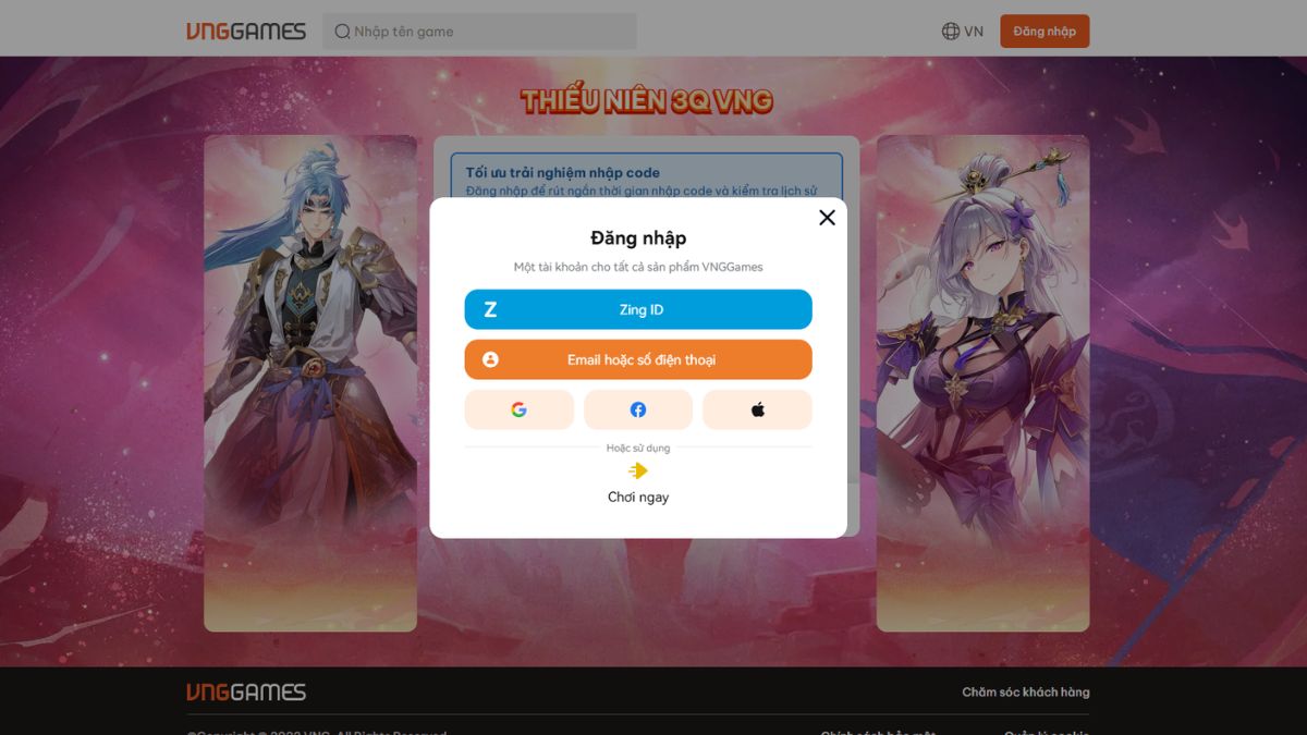 Đăng nhập tài khoản game