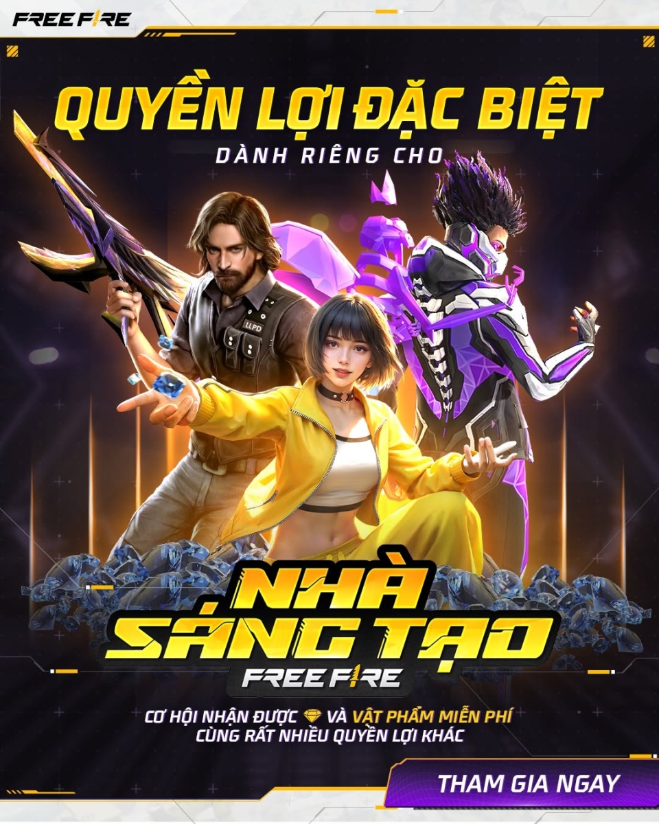 Quyền lợi đặc biệt khi đăng ký nhà sáng tạo Free Fire