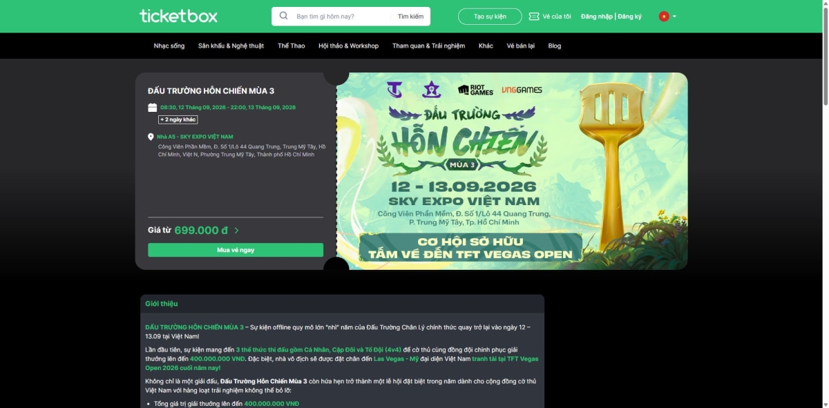 Săn vé Đấu Trường Hỗn Chiến Mùa 3 tại Ticketbox
